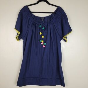 Navy Blue Women's Dress/Top with Colorful Accents